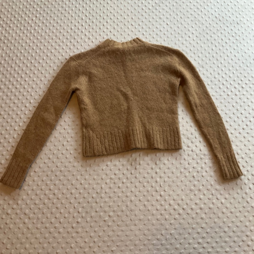 EVERLANE Mock‎ Neck Ribbed Trim Alpaca Blend Sweater Camel XXS - Picture 6 of 7